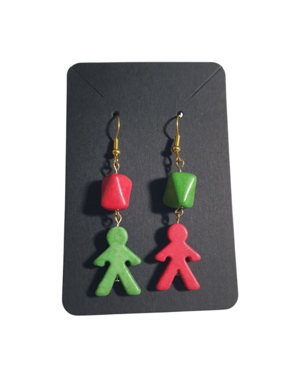 Holiday Children Colorful Hook Earring Teacher Jewelry Green Red Stone Gift Chri
